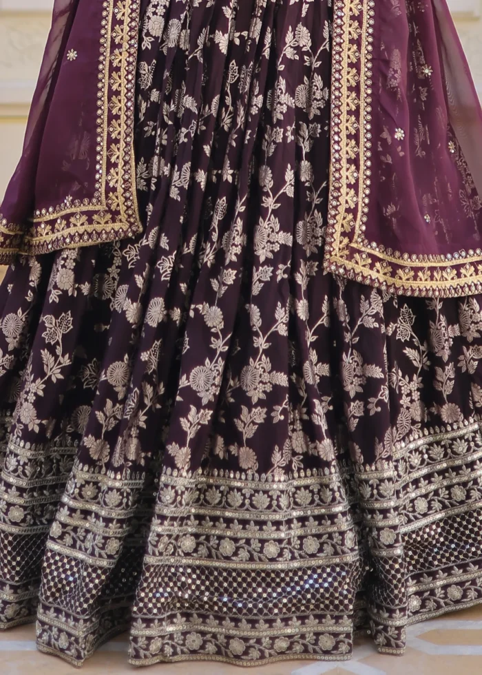 Wine Silk Lehenga Choli