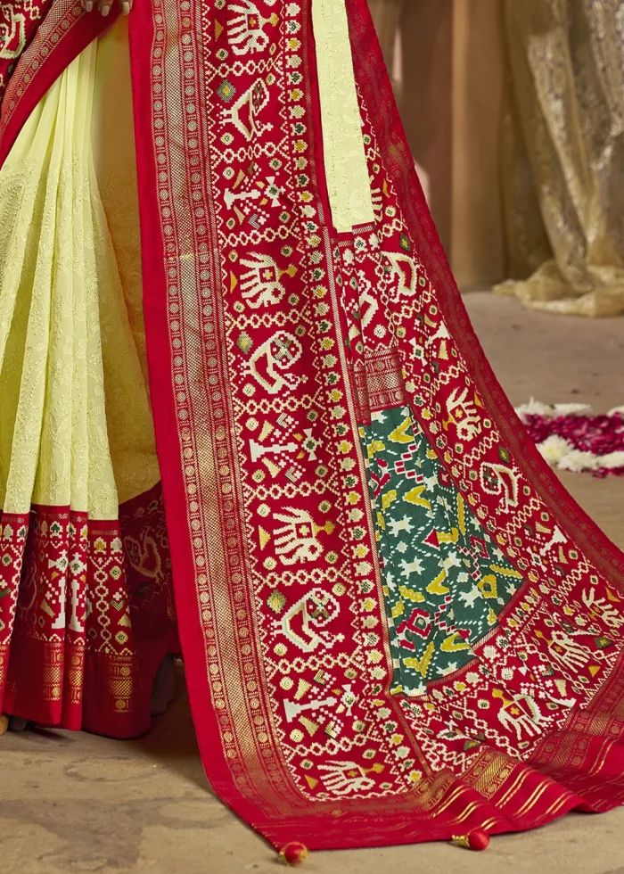 Yellow Georgette Chikankari Saree