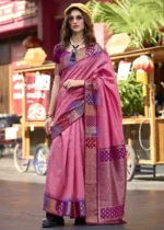 Azalea Pink Banarasi Silk Saree