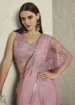 Baby Pink Ready to Wear Designer Saree