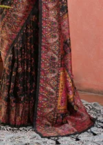 Black Kashmiri Jamawar Pashmina Saree