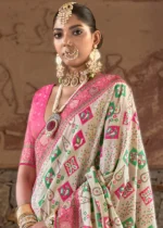 Cream Banarasi Saree with Brocade Blouse