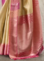 Cream Banarasi Silk Saree