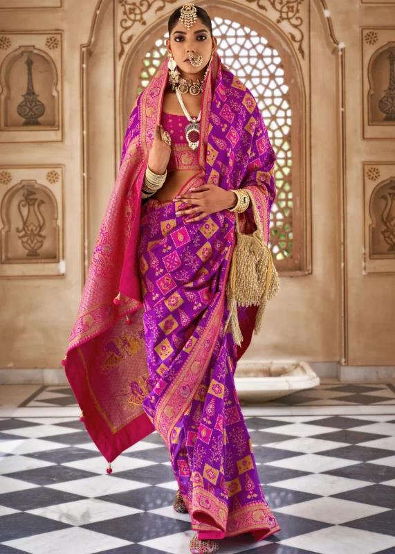 Dahlia Purple Banarasi Saree with Brocade Blouse