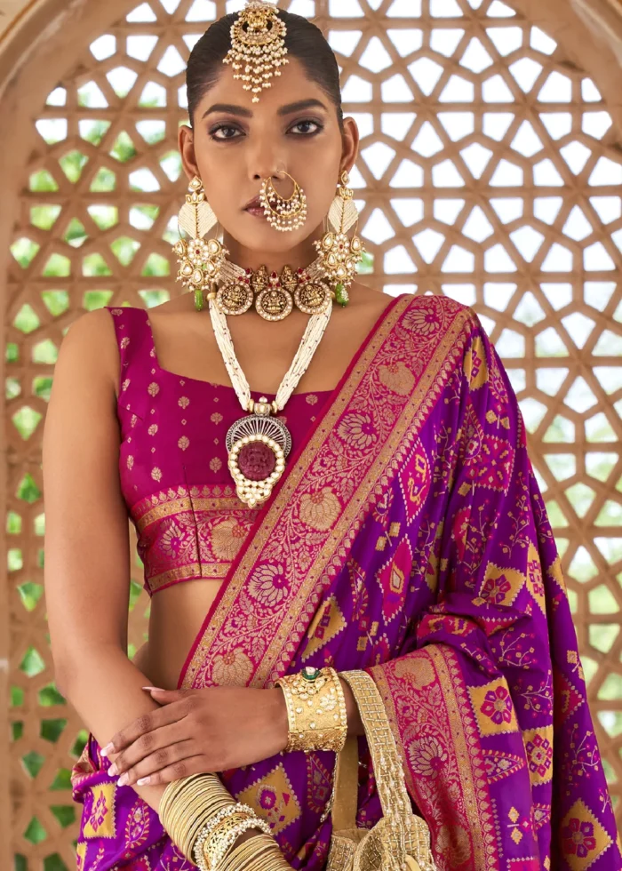 Dahlia Purple Banarasi Saree with Brocade Blouse