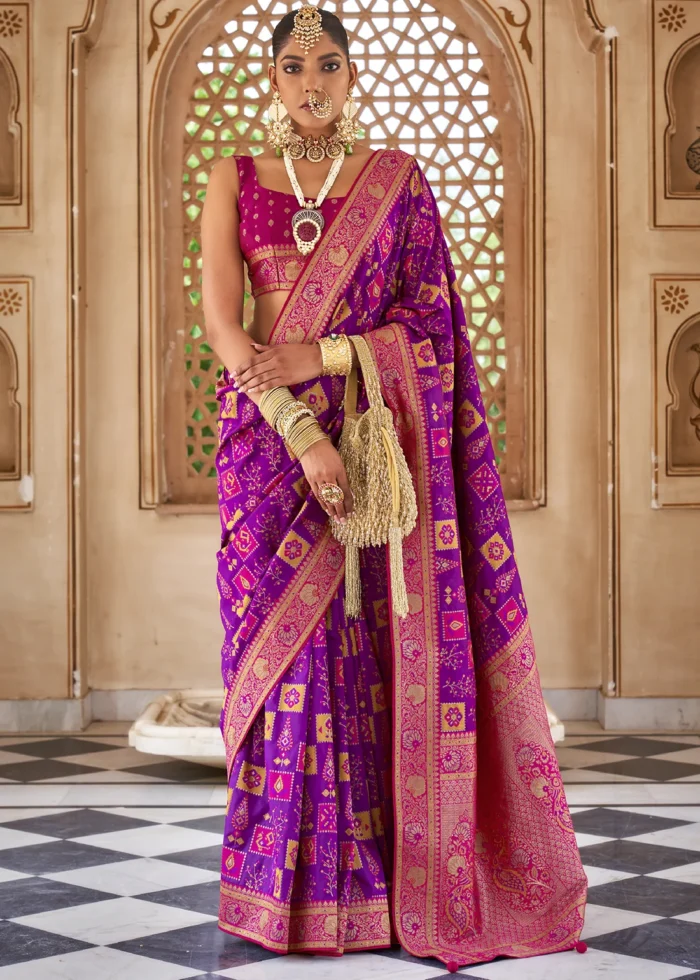 Dahlia Purple Banarasi Saree with Brocade Blouse