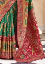 Dark Green Banarasi Saree with Brocade Blouse