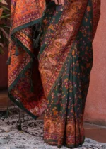 Dark Green Kashmiri Jamawar Pashmina Saree