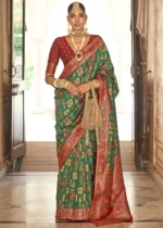 Forest Green Banarasi Saree with Brocade Blouse