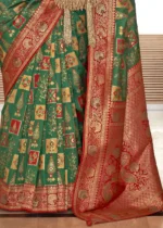 Forest Green Banarasi Saree with Brocade Blouse