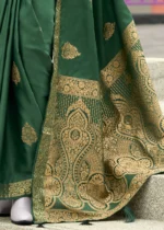 Genoa Green Banarasi Satin Silk Saree