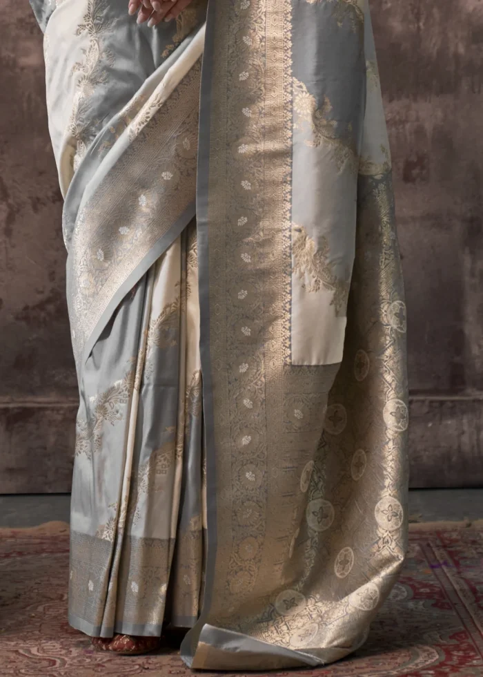 Gray Rangkaat Handloom Banarasi Saree