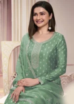 Green Georgette Silk Printed Suit