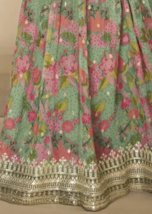 Green and Pink Georgette Anarkali Gown