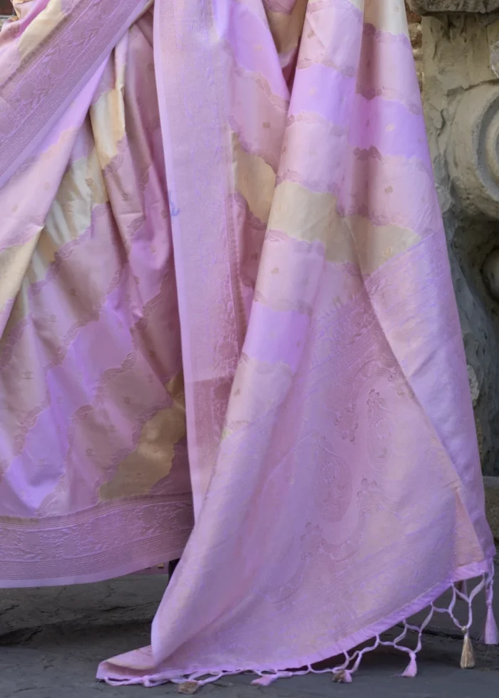 Lavender Rangkaat Handloom Banarasi Saree