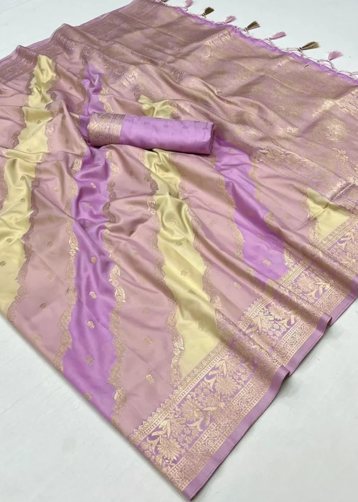 Lavender Rangkaat Handloom Banarasi Saree