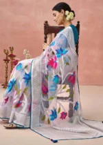 Lavender Woven Organza Brasso Saree