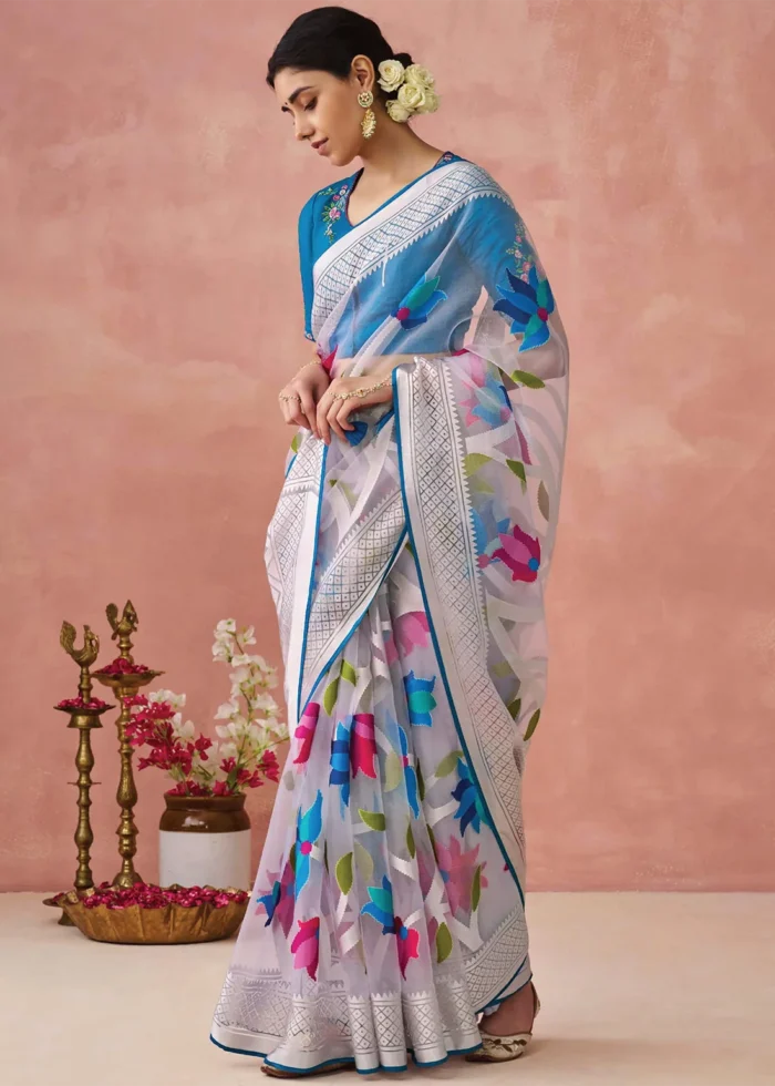 Lavender Woven Organza Brasso Saree