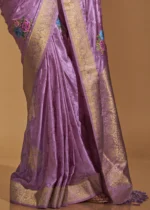 Light Purple Handloom Banarasi Saree with Meenakari Work