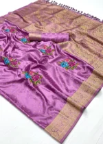 Light Purple Handloom Banarasi Saree with Meenakari Work