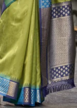 Lime Green Banarasi Silk Saree