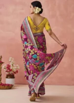 Magenta Woven Organza Brasso Saree