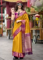 Marigold Yellow Banarasi Silk Saree