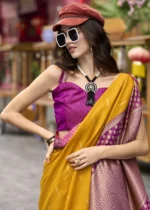 Marigold Yellow Banarasi Silk Saree