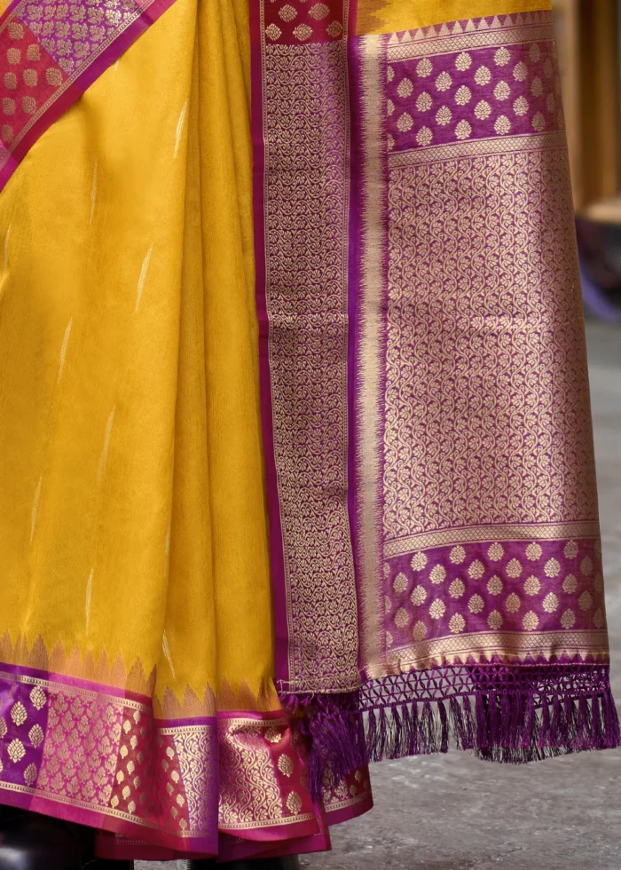 Marigold Yellow Banarasi Silk Saree