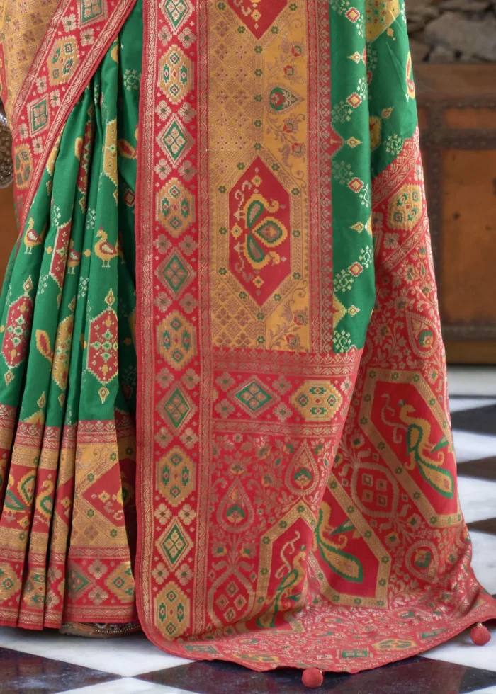 Moss Green Banarasi Saree with Brocade Blouse