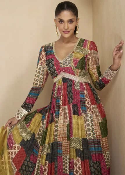 Multicolor Georgette Anarkali Gown