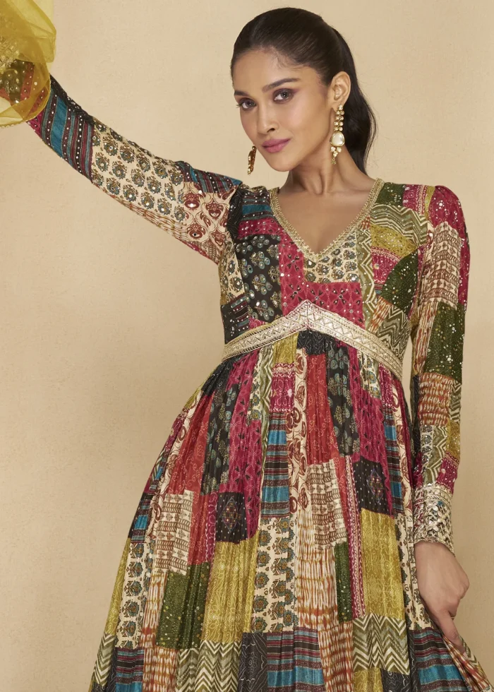 Multicolor Georgette Anarkali Gown