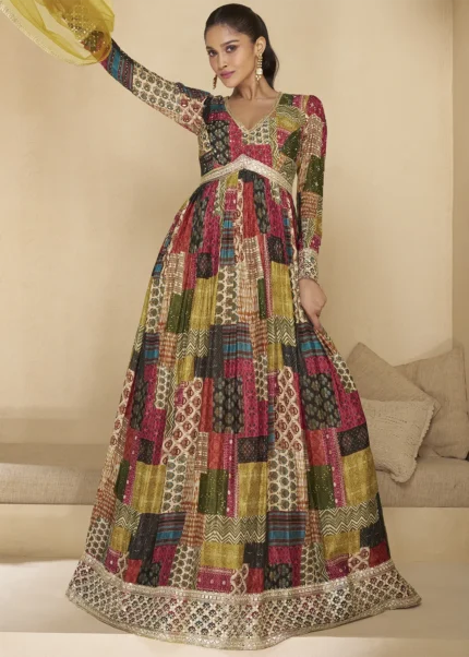 Multicolor Georgette Anarkali Gown