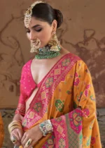 Mustard Yellow Banarasi Saree with Brocade Blouse