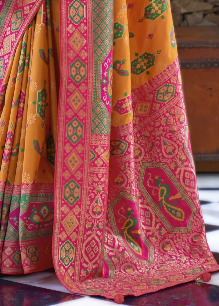 Mustard Yellow Banarasi Saree with Brocade Blouse