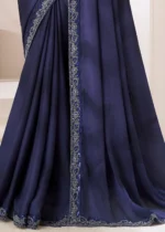 Indigo Embroidered Chiffon Saree