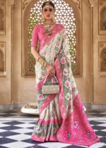 Off White Banarasi Saree with Brocade Blouse