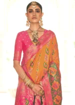 Orange Banarasi Saree with Brocade Blouse