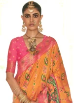 Orange Banarasi Saree with Brocade Blouse