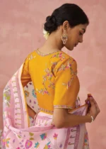 Pink Woven Organza Brasso Saree