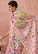 Pink Woven Organza Brasso Saree