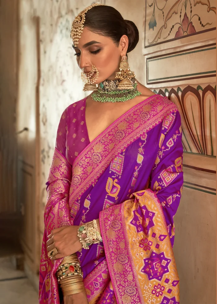 Purple Banarasi Saree with Brocade Blouse