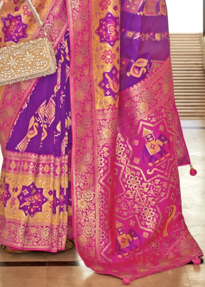 Purple Banarasi Saree with Brocade Blouse