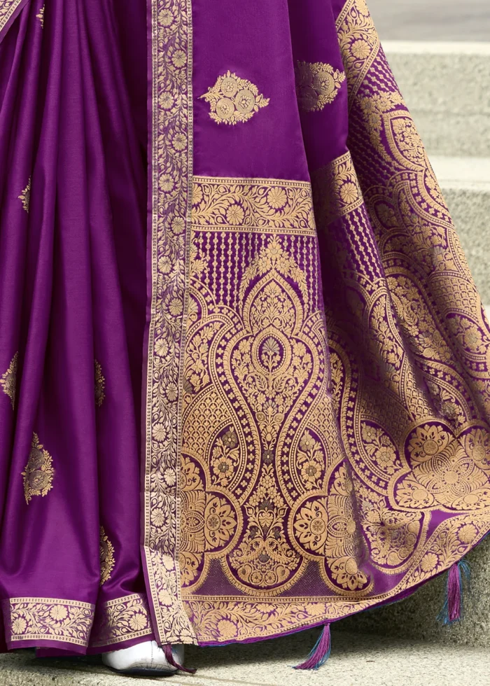 Purple Banarasi Satin Silk Saree