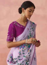 Purple Woven Organza Brasso Saree