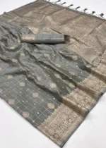 Sage Gray Handloom Banarasi Saree