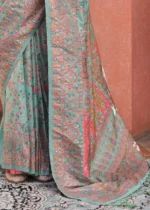 Sage Green Kashmiri Jamawar Pashmina Saree