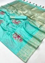 Sea Green Banarasi Katan Silk Saree