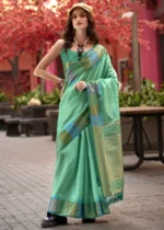 Sea Green Banarasi Silk Saree