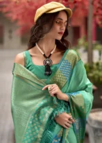 Sea Green Banarasi Silk Saree